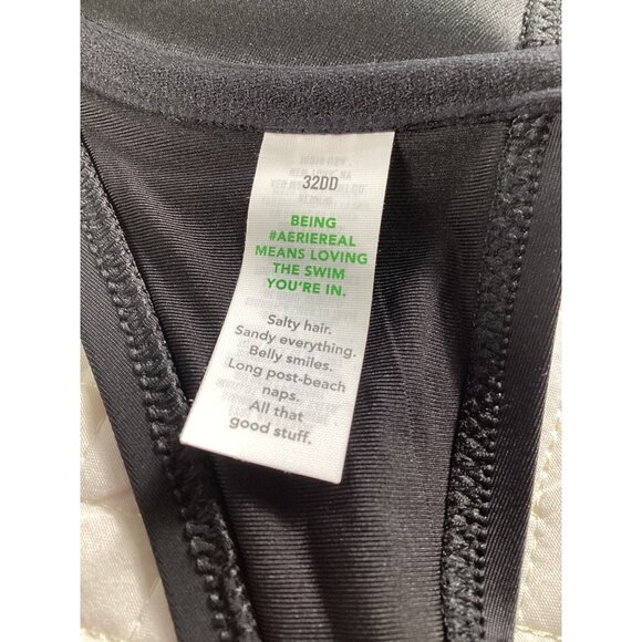 Aerie Lightly Lined Underwire Womens Paded Black Swim Bra 32DD Summer NWT - Picture 4 of 4